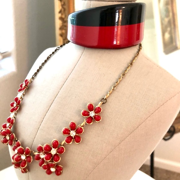 Vintage Red Flower Necklace & Retro Jewelry Lot - Picture 3 of 16